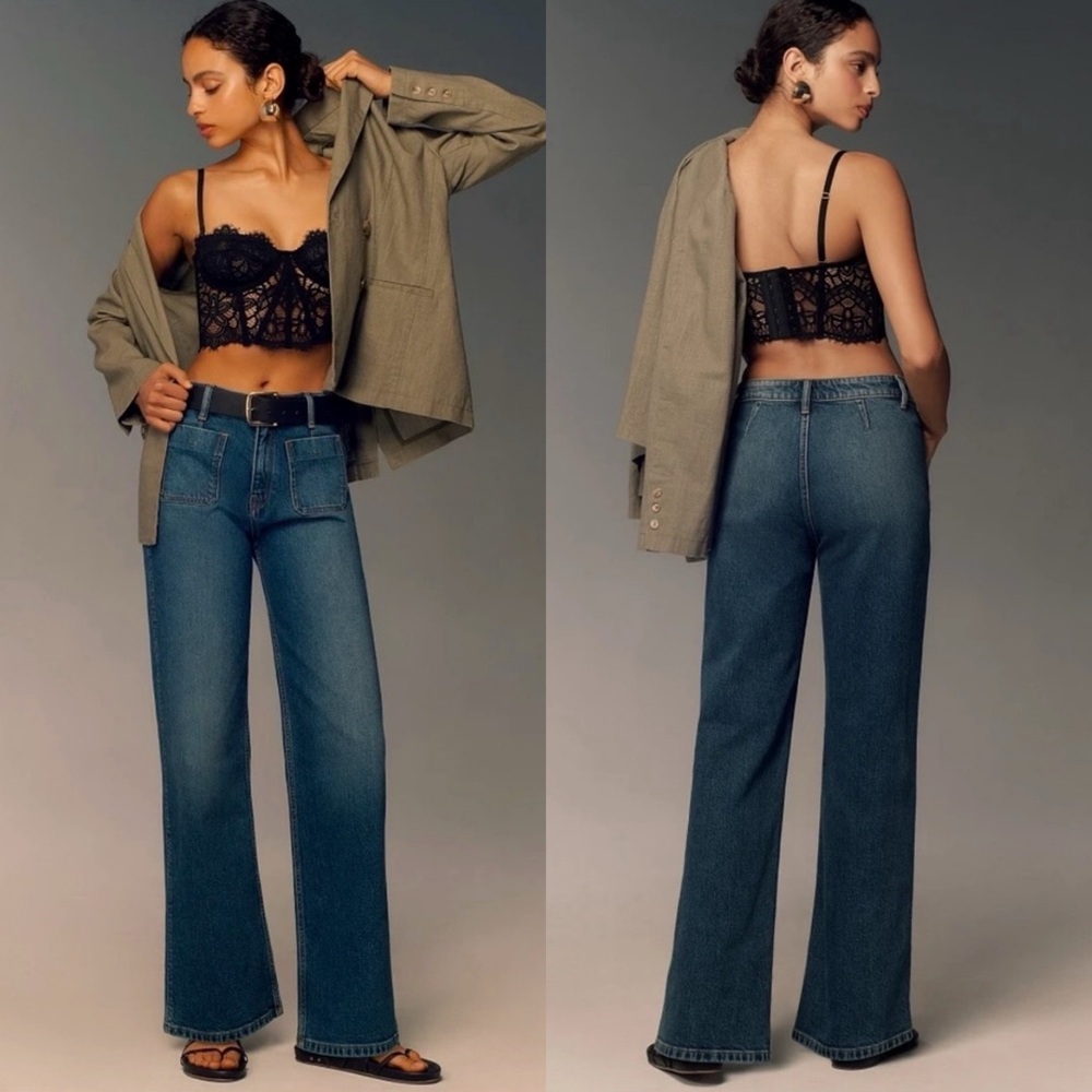 Pilcro Vintage Column High Rise Wide Leg Jeans